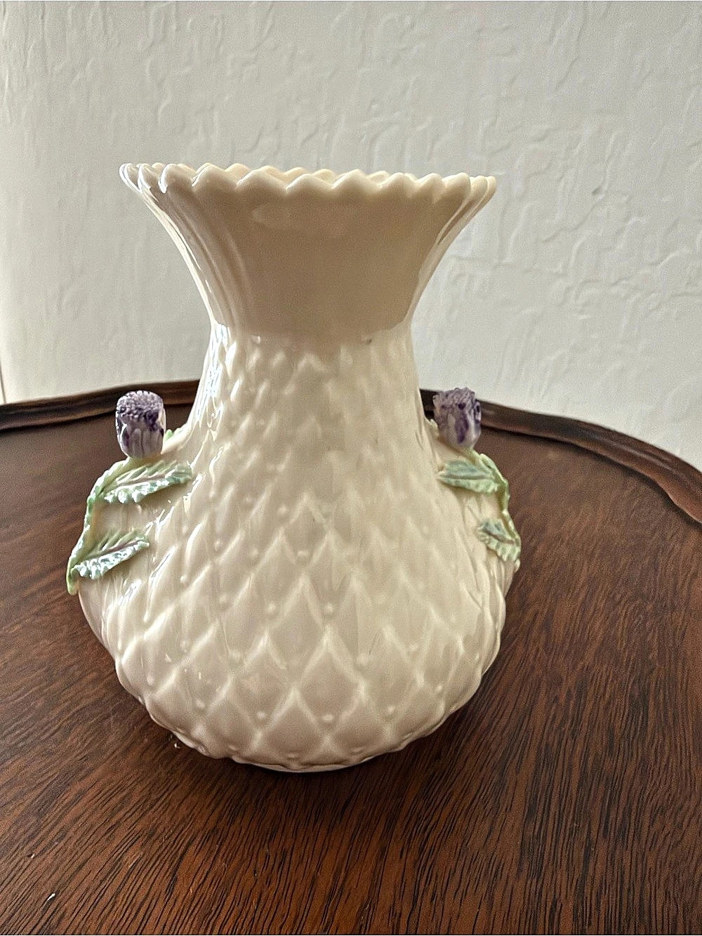 Belleek Thistle Vase, Cream